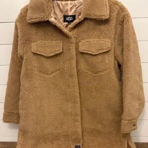 UGG Women's Beige‎ Fluff Teddy Bear Jacket Size L NEW WITH TAGS